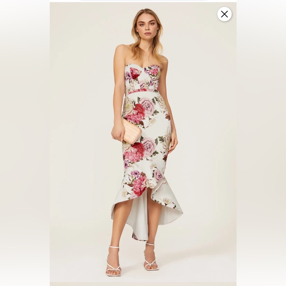 elle zeitoune  'Yasmin Dress'  Bustier Bodice Sweetheart Neckline Fishtail Sz L